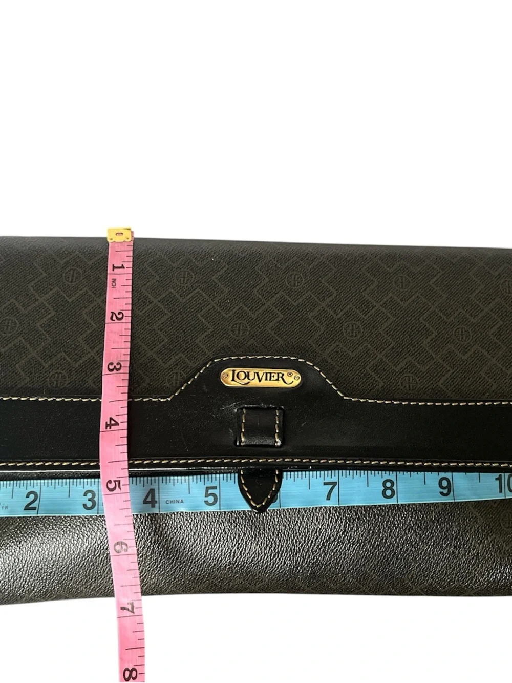 Lousier Paris Vintage Logo Black Crossbody Envelope Pocket Bag Black Gold